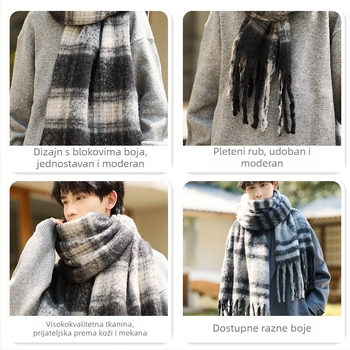 Muški zimski šal, topao i debeli, za vanjsku odjeću, 2025 novi model