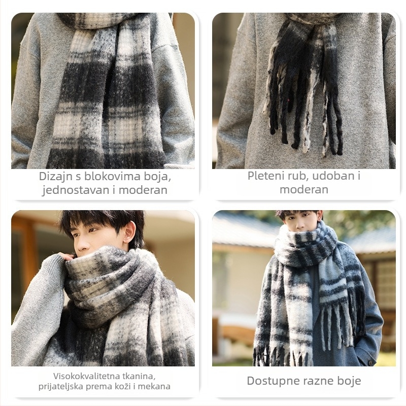 Muški zimski šal, topao i debeli, za vanjsku odjeću, 2025 novi model