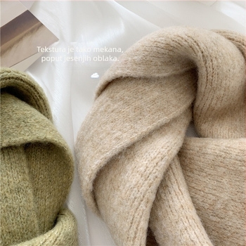 Unisex pleteni šal u korejskom stilu, umjetni kašmir, topao zimski dodatak, poliester 85% / vuna 15%