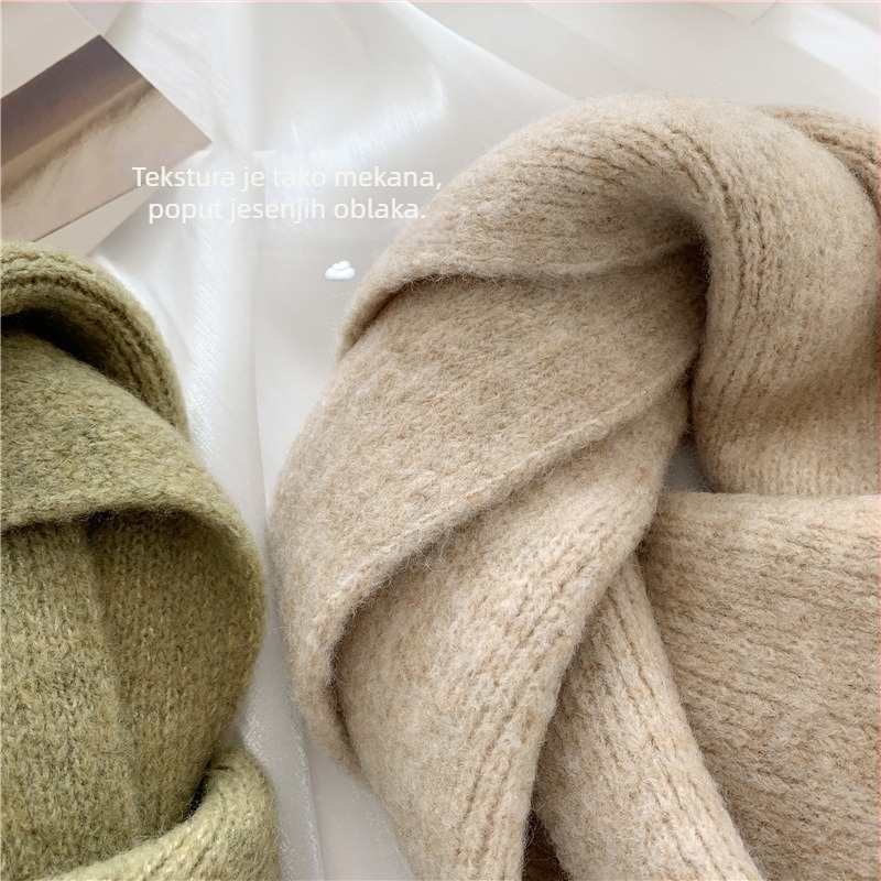 Unisex pleteni šal u korejskom stilu, umjetni kašmir, topao zimski dodatak, poliester 85% / vuna 15%