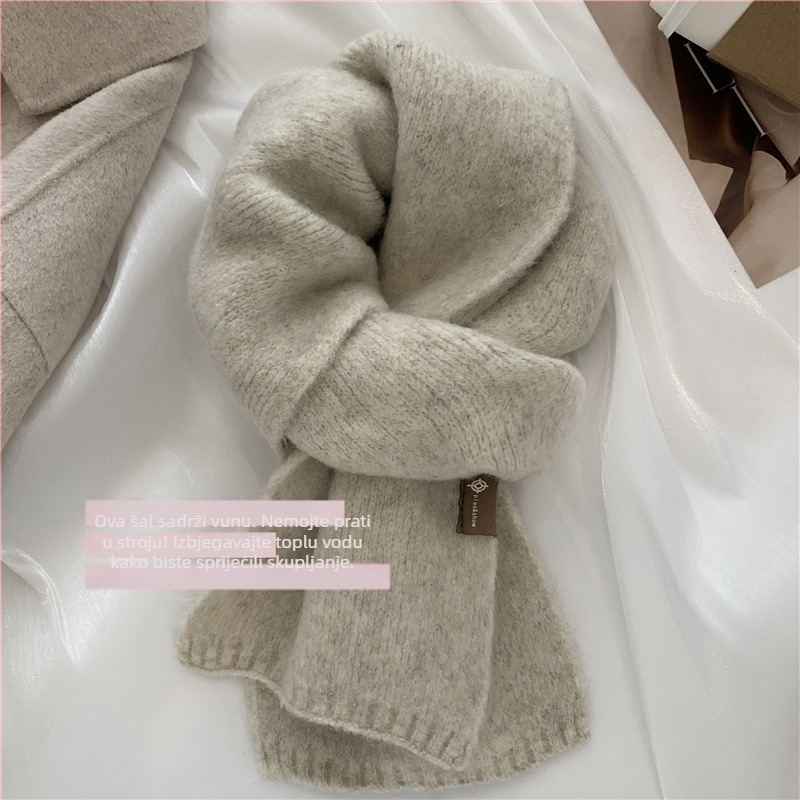 Unisex pleteni šal u korejskom stilu, umjetni kašmir, topao zimski dodatak, poliester 85% / vuna 15%