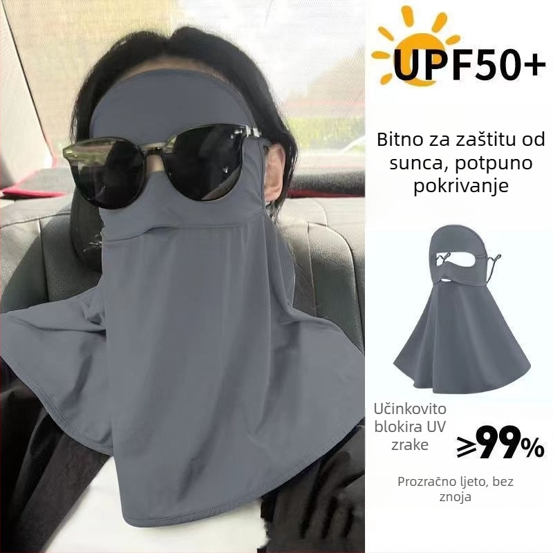 Maska za cijelo lice - prozračna, UV zaštita, otporna na vjetar, zaštita od prašine (Ice Silk poliester tkanina)