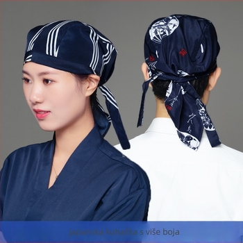 Pamukasta kapa kuhara s kupolastim vrhom i rubom, za sushi restoran, s ispisanim logom, prilagodljiva