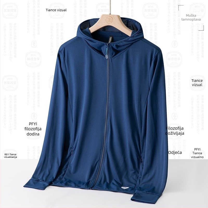 Unisex windbreaker jakna za vanjsku upotrebu s UPF50+ zaštitom od sunca, prozračni poliester, kapuljača