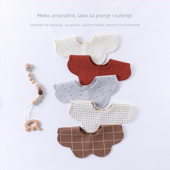 Bejbi dvostrani korejskog stila bib, 100% pamuk, anti-slina, unisex, za novorođenčad, jesen-zima
