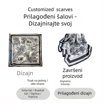 Poliesterska kvadratna šal, warp-knitted tkanje, književno retro stil, porijeklo Dongyang