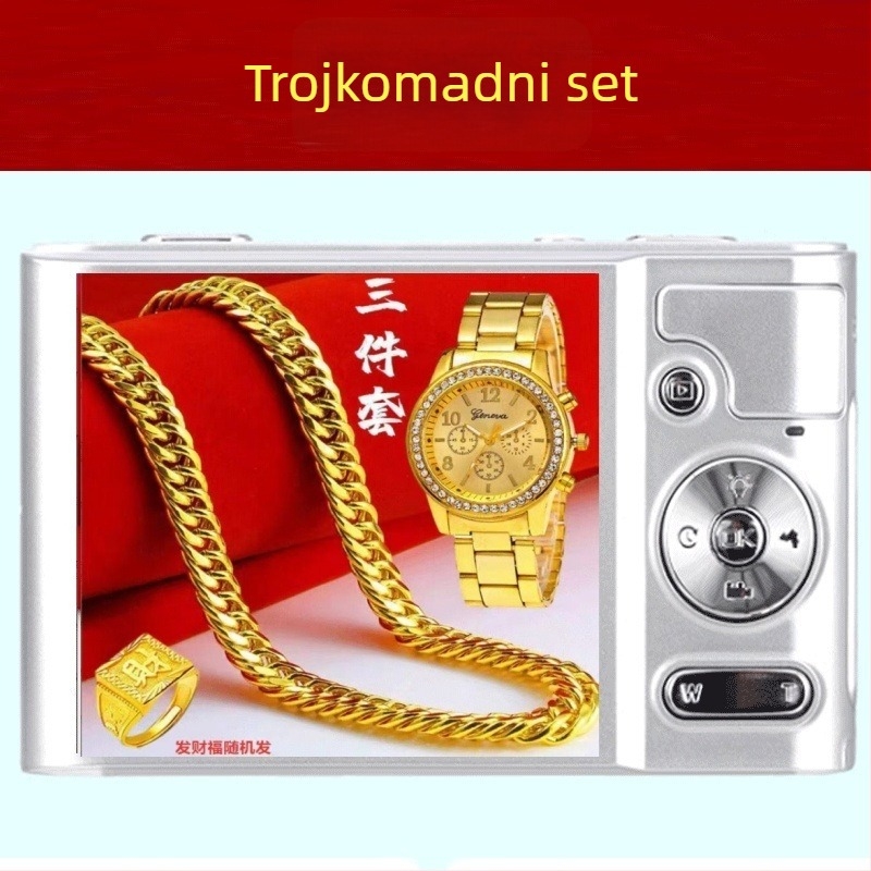 Pet dijelni set ogrlice s lancem tipa horse whip i privjeskom od legure, ručna izrada, unisex