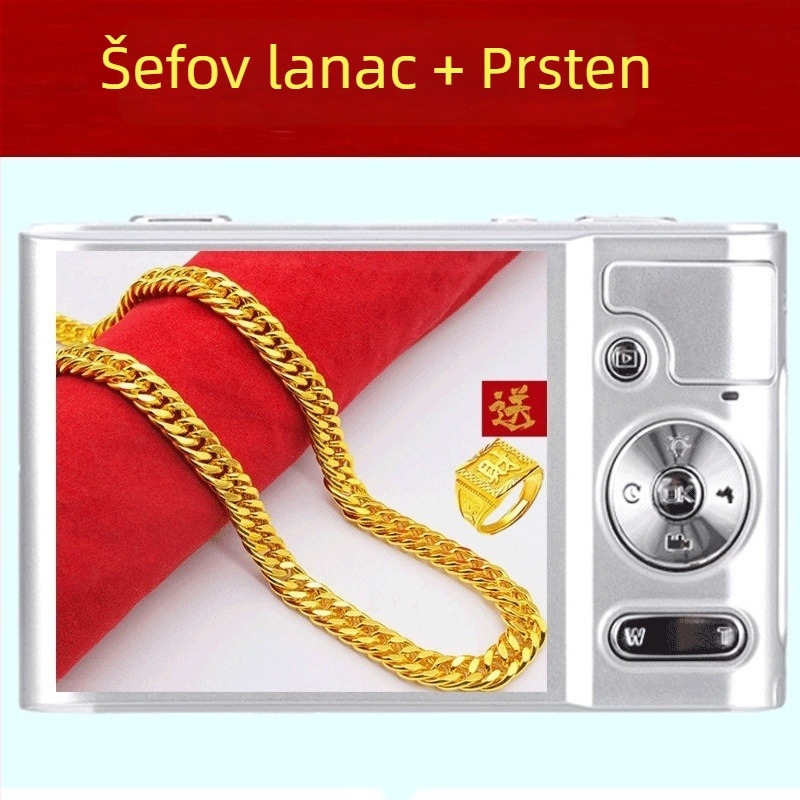 Pet dijelni set ogrlice s lancem tipa horse whip i privjeskom od legure, ručna izrada, unisex