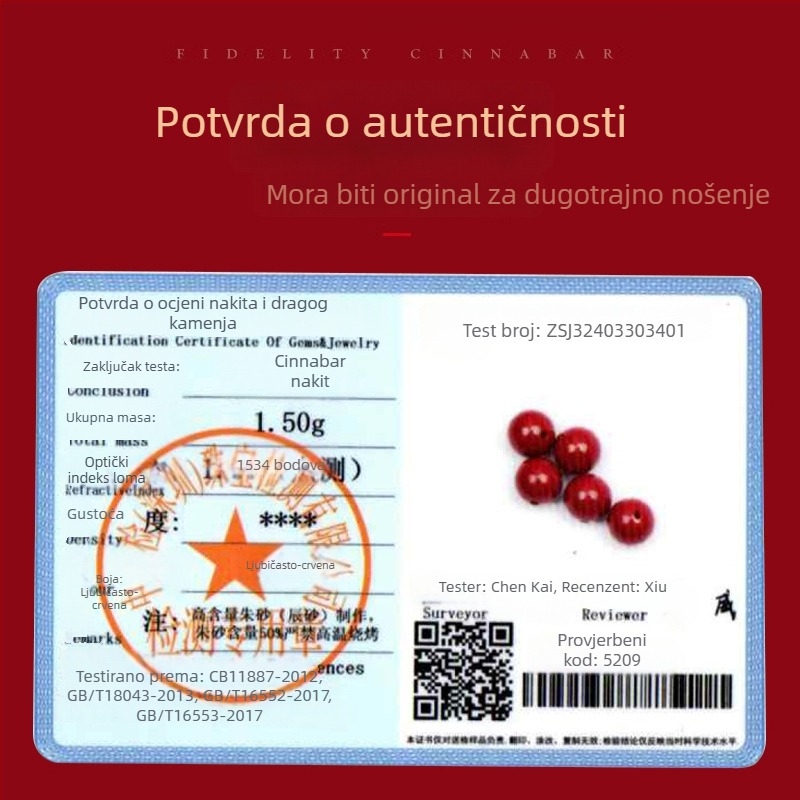 Narukvica od cinnabar-a – prirodna, unisex, okrugla, polirana, prilagodljiva