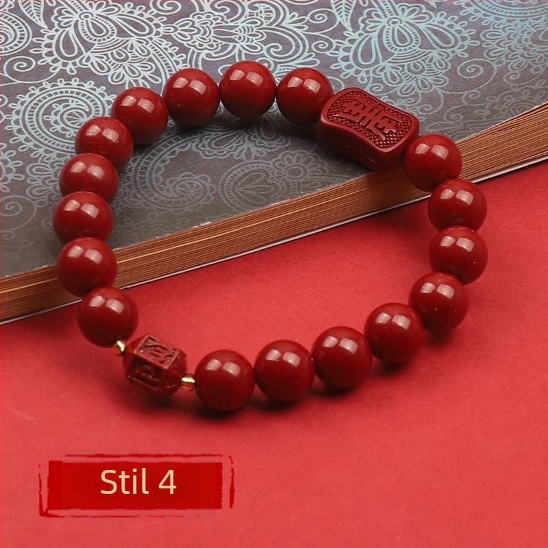 Narukvica od cinnabar-a – prirodna, unisex, okrugla, polirana, prilagodljiva
