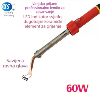 Kućno električno lemilo 30-60W, 220V, gumirana drška — lemilica s vrhovima: zakrivljeni, ravni, plosnati i potkovasti (model WS-708)