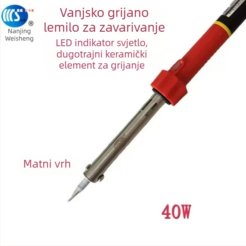Kućno električno lemilo 30-60W, 220V, gumirana drška — lemilica s vrhovima: zakrivljeni, ravni, plosnati i potkovasti (model WS-708)