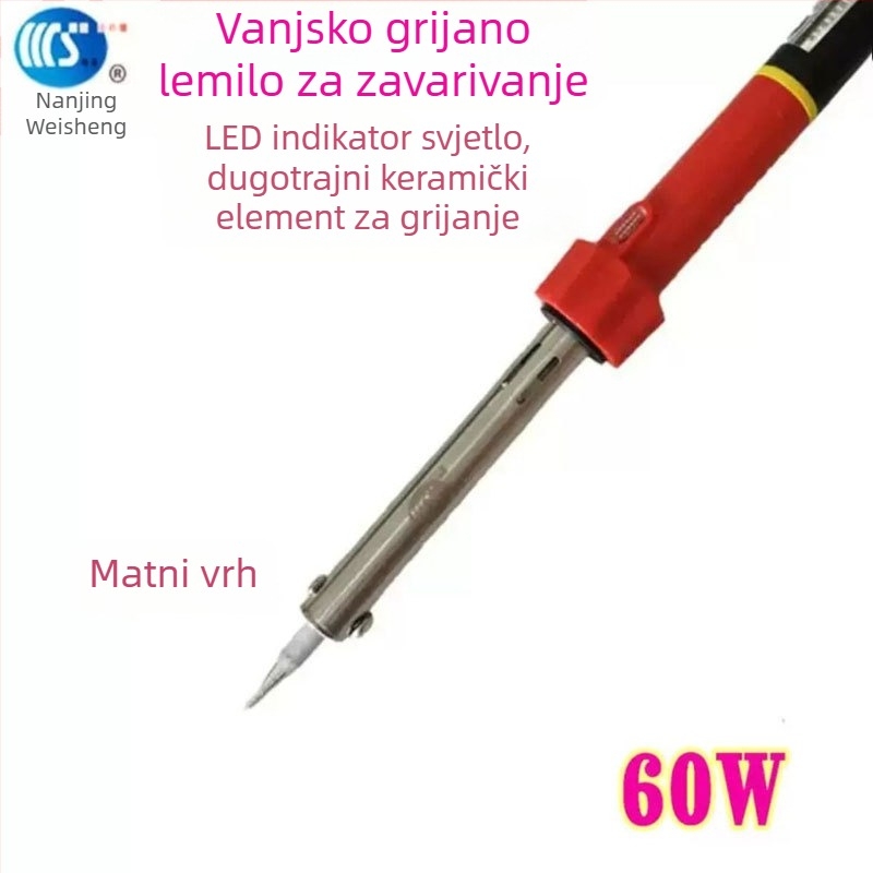 Kućno električno lemilo 30-60W, 220V, gumirana drška — lemilica s vrhovima: zakrivljeni, ravni, plosnati i potkovasti (model WS-708)