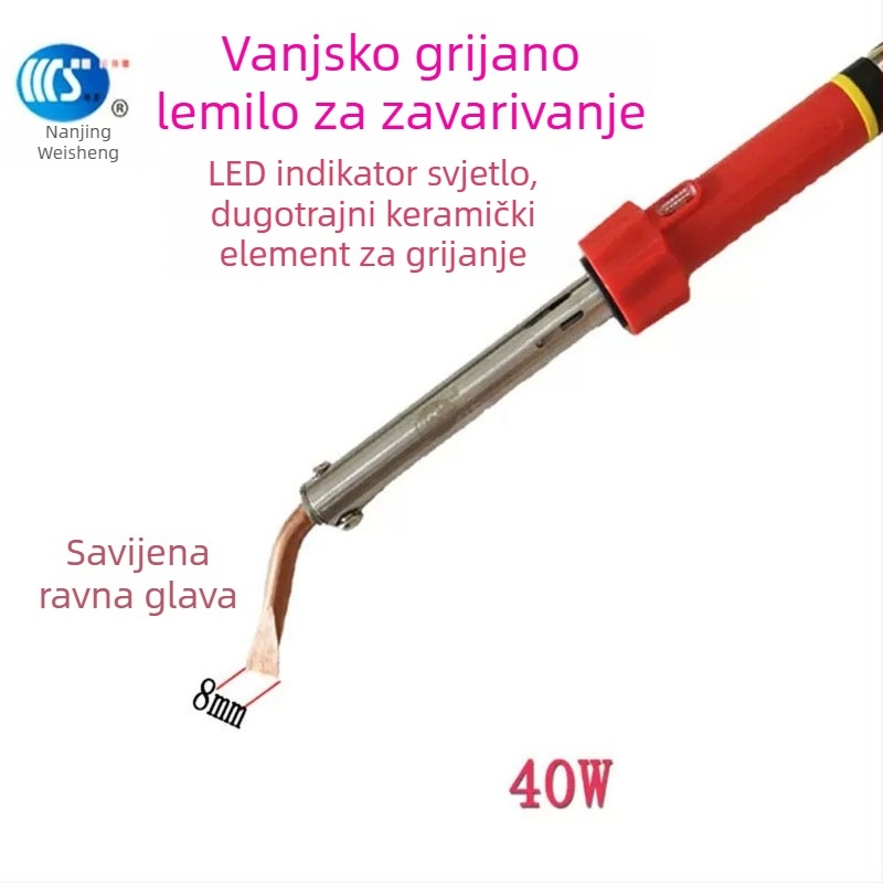 Kućno električno lemilo 30-60W, 220V, gumirana drška — lemilica s vrhovima: zakrivljeni, ravni, plosnati i potkovasti (model WS-708)