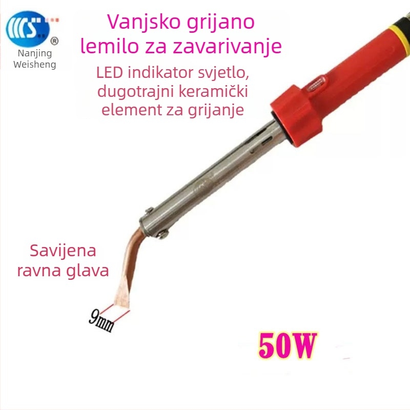 Kućno električno lemilo 30-60W, 220V, gumirana drška — lemilica s vrhovima: zakrivljeni, ravni, plosnati i potkovasti (model WS-708)