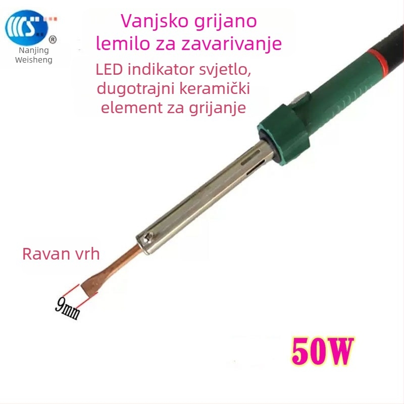 Kućno električno lemilo 30-60W, 220V, gumirana drška — lemilica s vrhovima: zakrivljeni, ravni, plosnati i potkovasti (model WS-708)