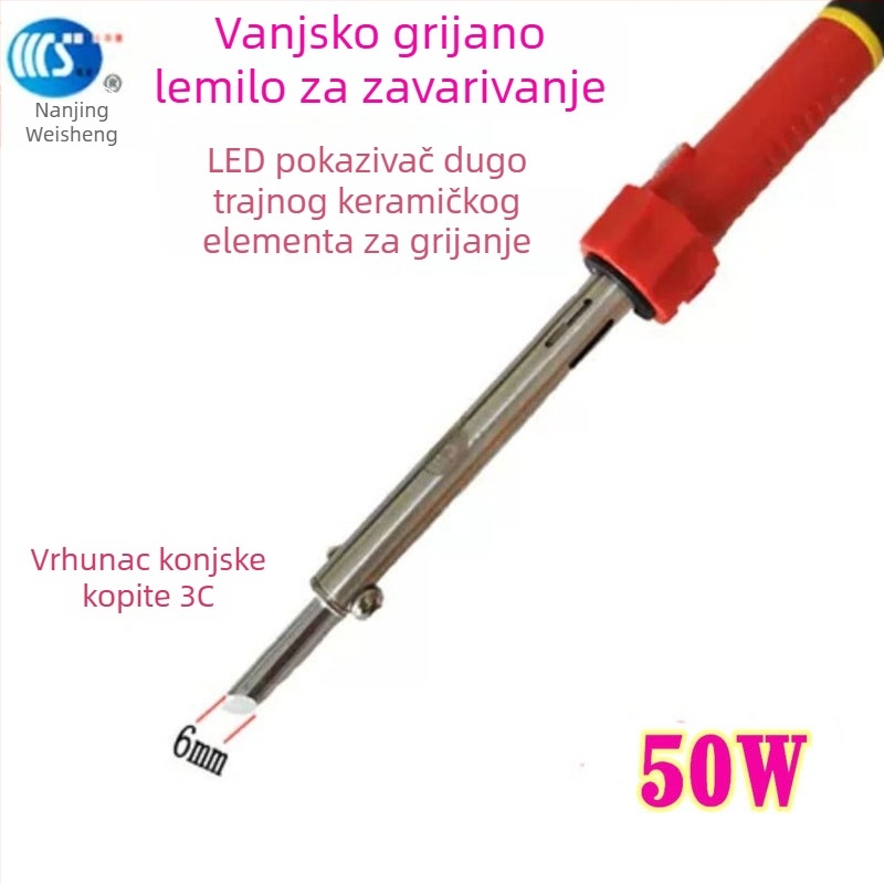 Kućno električno lemilo 30-60W, 220V, gumirana drška — lemilica s vrhovima: zakrivljeni, ravni, plosnati i potkovasti (model WS-708)