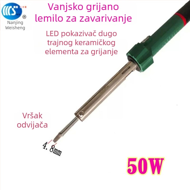 Kućno električno lemilo 30-60W, 220V, gumirana drška — lemilica s vrhovima: zakrivljeni, ravni, plosnati i potkovasti (model WS-708)