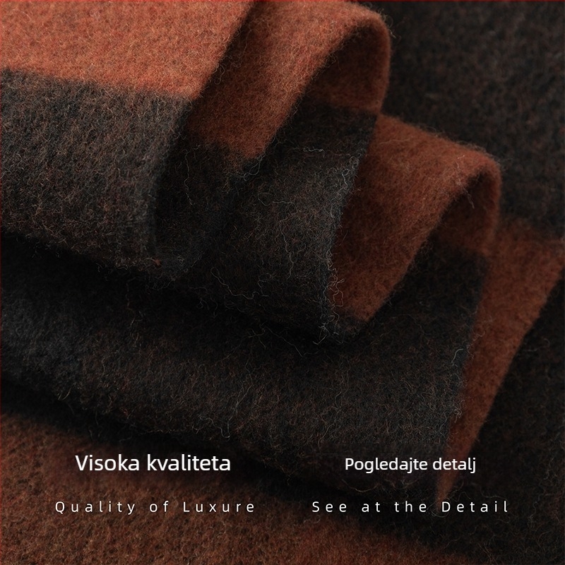 100% vuneni šal, pahuljast karirani uzorak, dugi zimski šal za žene, topao i svestran