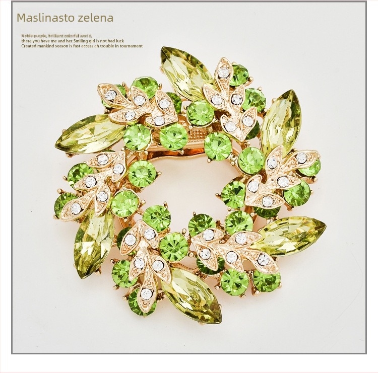 Broš s cvjetnim oblikom od legure, kopča za šal, dijamantno ugrađena, Dream Color marka, za žene, stil laganog luksuza