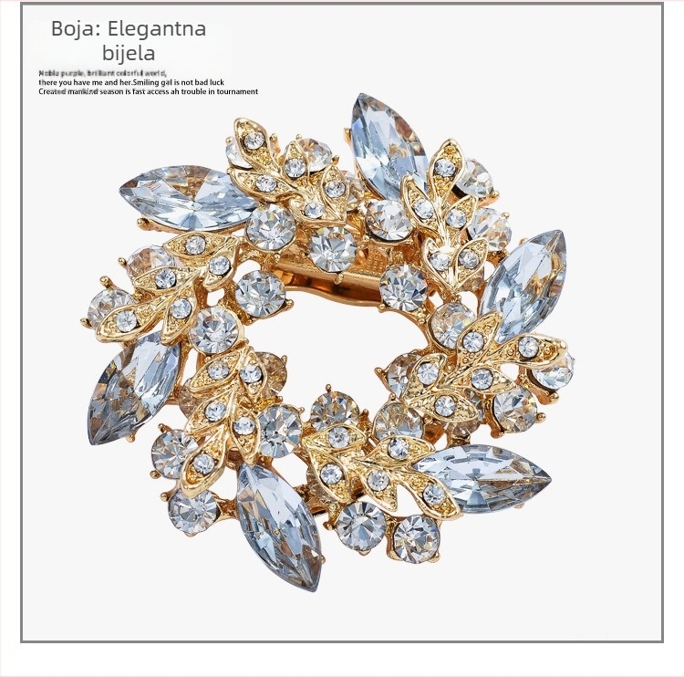 Broš s cvjetnim oblikom od legure, kopča za šal, dijamantno ugrađena, Dream Color marka, za žene, stil laganog luksuza