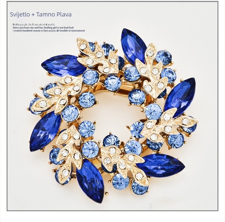 Broš s cvjetnim oblikom od legure, kopča za šal, dijamantno ugrađena, Dream Color marka, za žene, stil laganog luksuza