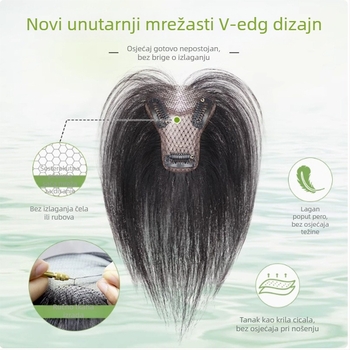 Ženska perika s bangs na vrhu glave, pravi kosa, mehanizam izrade, bangs ravne ili nagnute, nije bojiva niti uvijana