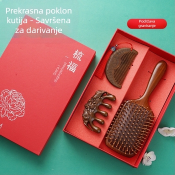 Drvena četka za kosu od sandalovine s zračnim jastučićem za masažu vlasišta, u poklon kutiji