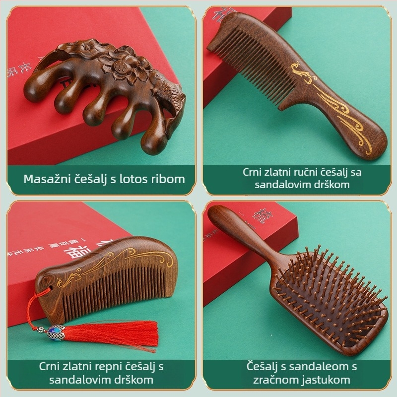 Drvena četka za kosu od sandalovine s zračnim jastučićem za masažu vlasišta, u poklon kutiji