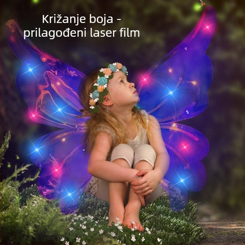 LED krila za djecu — svijetla vilinska krila, od plastike, za dob 7–14 godina