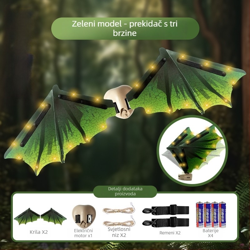 LED krila za djecu — svijetla vilinska krila, od plastike, za dob 7–14 godina