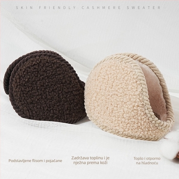 Earmuffs od granuliranog kašmira, unisex, jesen-zima, vanjska upotreba, stražnje nošenje, monocromatski uzorak