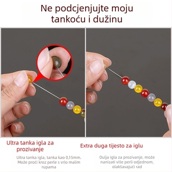 Aifsa igla za perle — duga uvijena igla za perle i kristale, ručno izrađen set alata za provlačenje niti