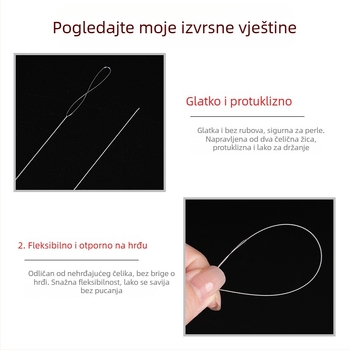 Aifsa igla za perle — duga uvijena igla za perle i kristale, ručno izrađen set alata za provlačenje niti