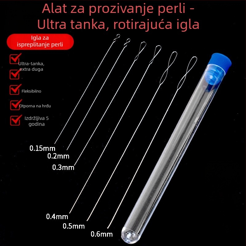 Aifsa igla za perle — duga uvijena igla za perle i kristale, ručno izrađen set alata za provlačenje niti
