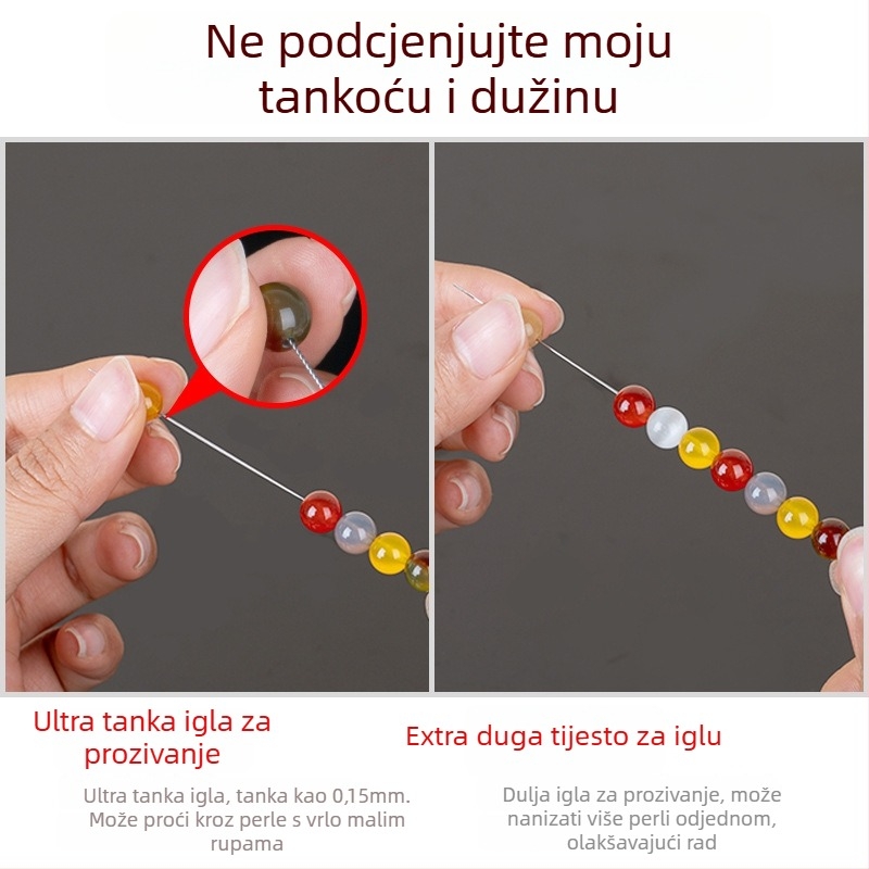 Aifsa igla za perle — duga uvijena igla za perle i kristale, ručno izrađen set alata za provlačenje niti