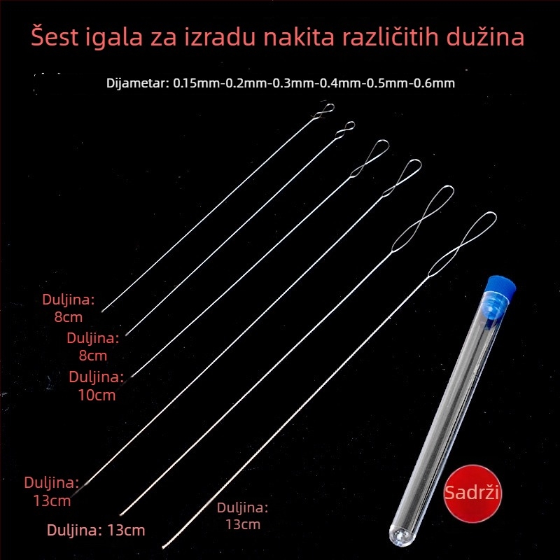 Aifsa igla za perle — duga uvijena igla za perle i kristale, ručno izrađen set alata za provlačenje niti