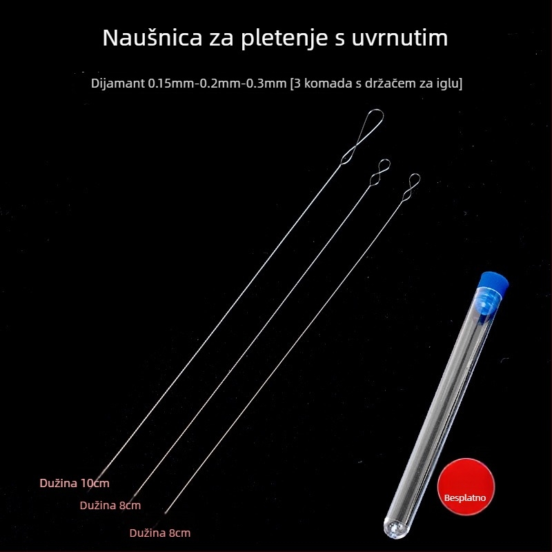 Aifsa igla za perle — duga uvijena igla za perle i kristale, ručno izrađen set alata za provlačenje niti