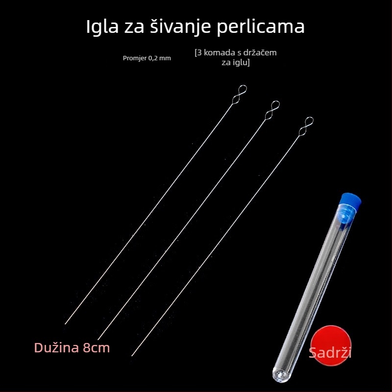 Aifsa igla za perle — duga uvijena igla za perle i kristale, ručno izrađen set alata za provlačenje niti