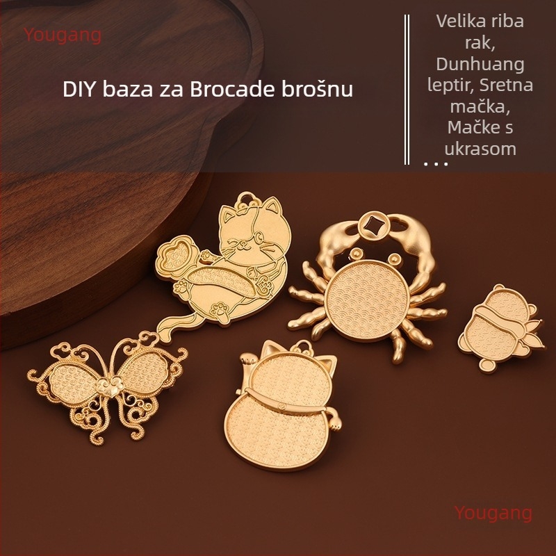 Ručna broš s motivom raka od brokata Song dinastije, s perlom i emajlom, s poklopcem