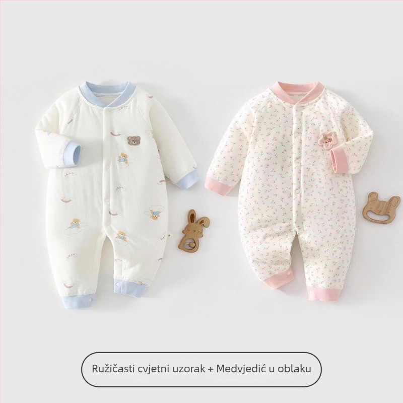 Jingqi Topli romper za novorođenčad, jesen–zima, bez čvrstih šavova, unisex