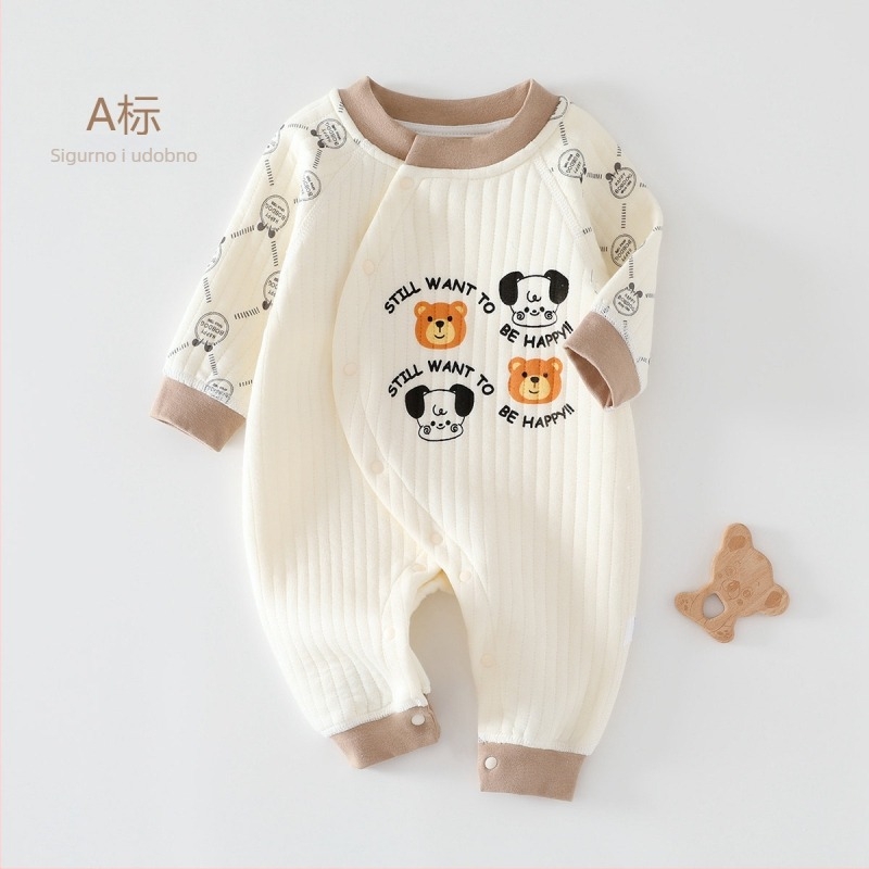 Podstavljeni zimski kombinezon za bebe 6–12 mjeseci, 100% pamuk, unisex, dugi rukavi