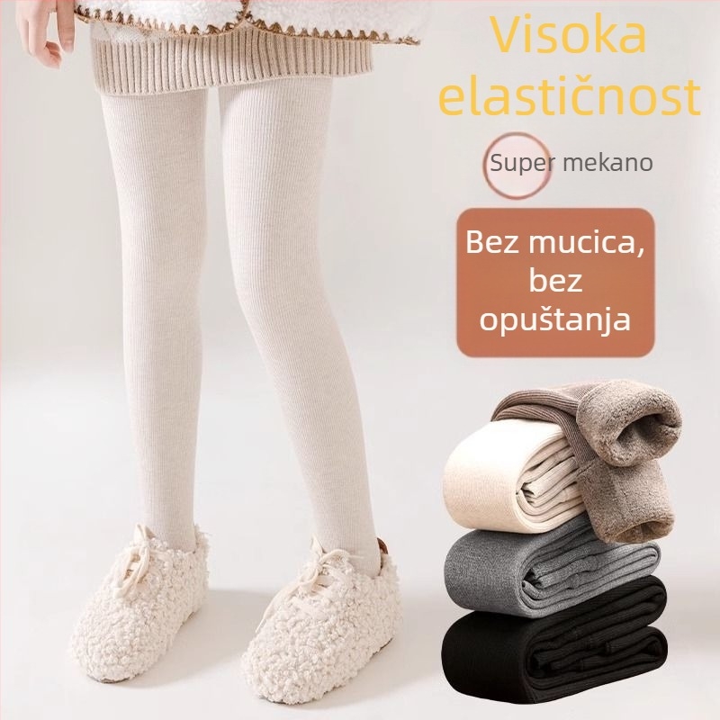 Dječje tajice s flis podstavom, debele za jesen-zimu, bijele s vertikalnim prugama, tople