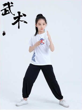 Dječji unisex set za borilačke vještine s lantern hlačama i kratkim rukavima za Kung Fu, Tai Chi i Sanda trening, 95% pamuk, mekana obrada tkanine