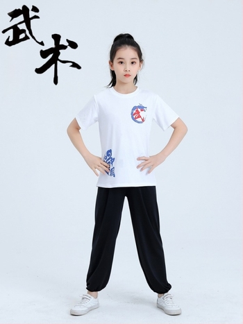Dječji unisex set za borilačke vještine s lantern hlačama i kratkim rukavima za Kung Fu, Tai Chi i Sanda trening, 95% pamuk, mekana obrada tkanine