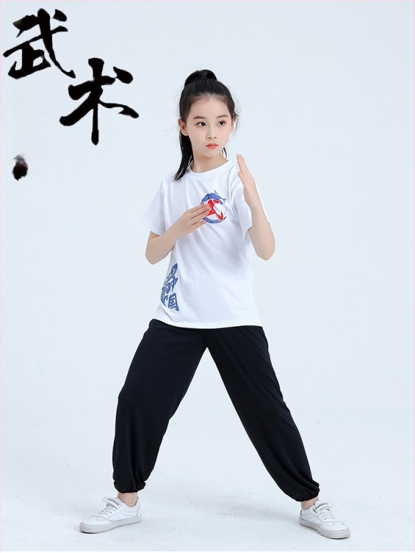 Dječji unisex set za borilačke vještine s lantern hlačama i kratkim rukavima za Kung Fu, Tai Chi i Sanda trening, 95% pamuk, mekana obrada tkanine