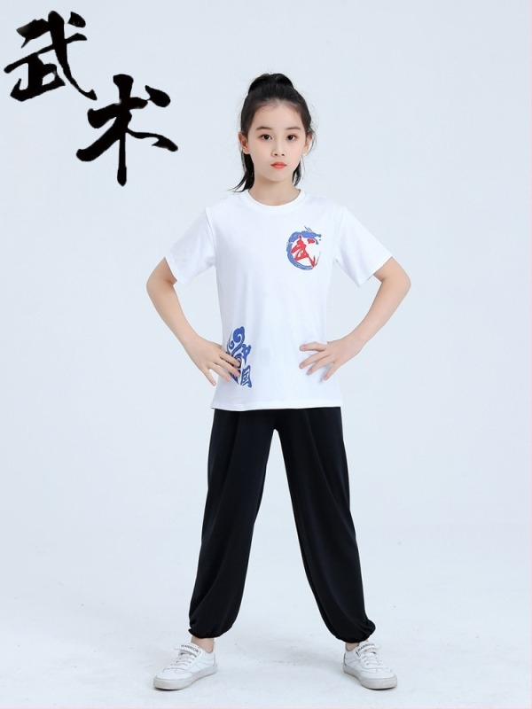 Dječji unisex set za borilačke vještine s lantern hlačama i kratkim rukavima za Kung Fu, Tai Chi i Sanda trening, 95% pamuk, mekana obrada tkanine