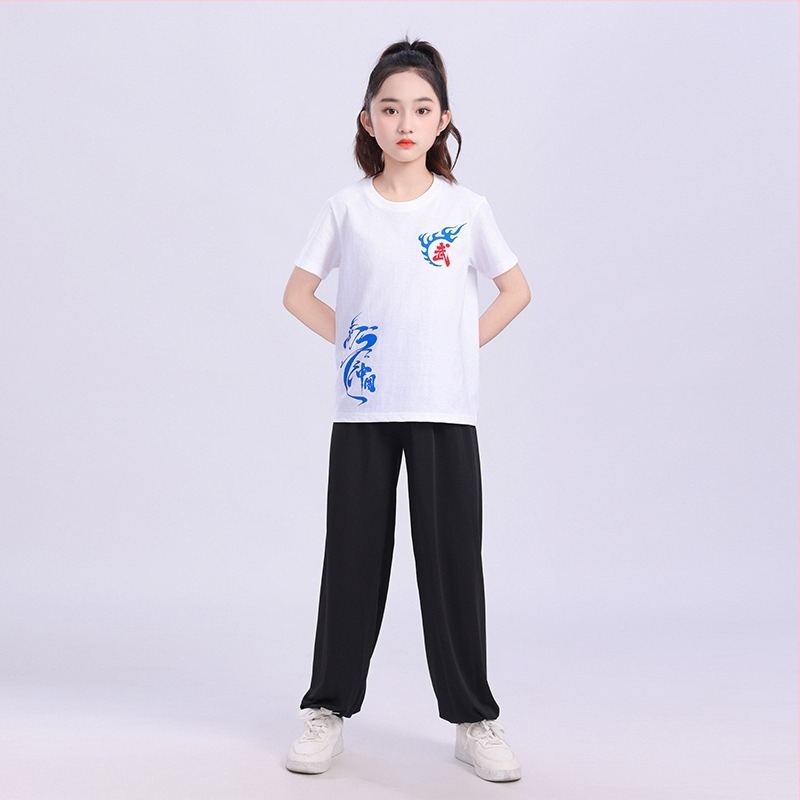 Dječji unisex set za borilačke vještine s lantern hlačama i kratkim rukavima za Kung Fu, Tai Chi i Sanda trening, 95% pamuk, mekana obrada tkanine