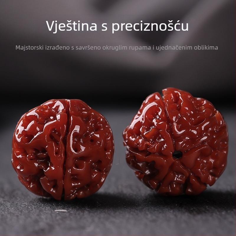 Bodhi narukvica od Rudraksha, kineskog stila, polirana izrada, zimsko izdanje 2024, idealan dar