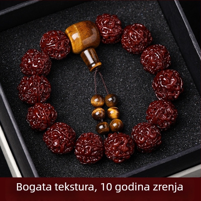 Bodhi narukvica od Rudraksha, kineskog stila, polirana izrada, zimsko izdanje 2024, idealan dar